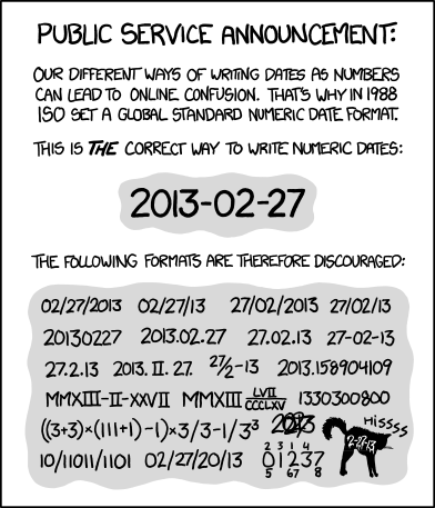 An xkcd cartoon showing ISO 8601
